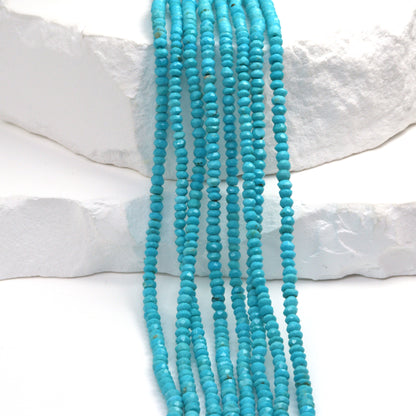 Natural Blue Turquoise 2.5mm Faceted Rondelles