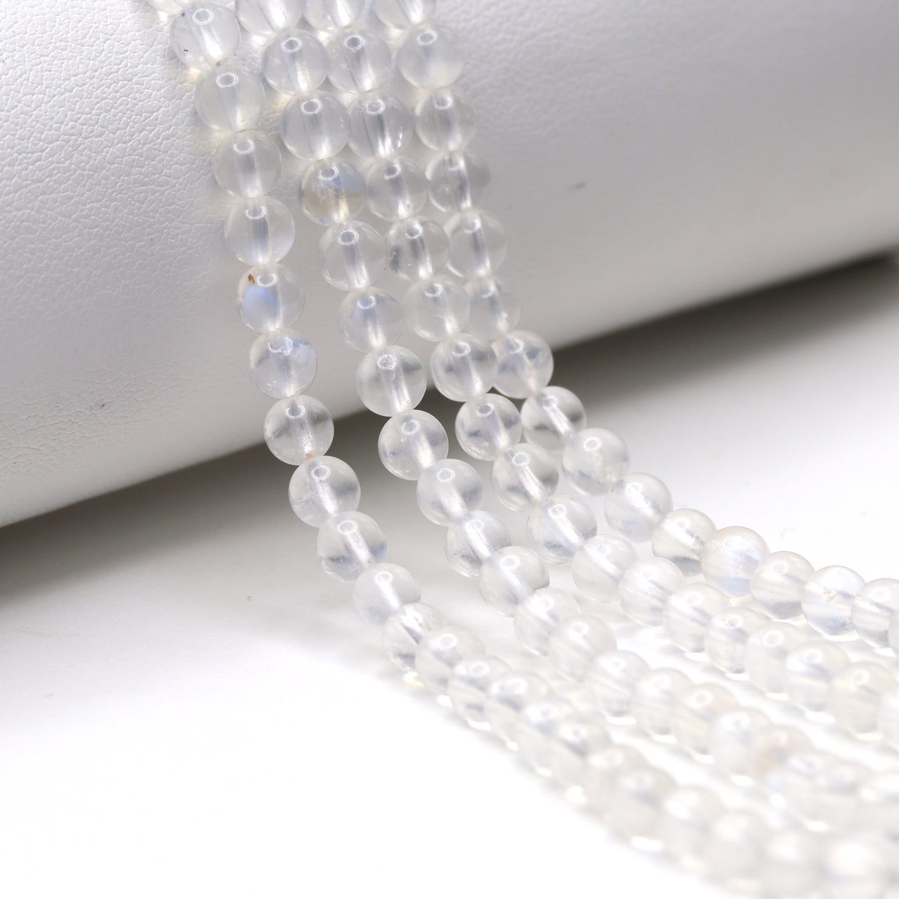 Blue Rainbow Moonstone 4mm Smooth Rounds Bead Strand