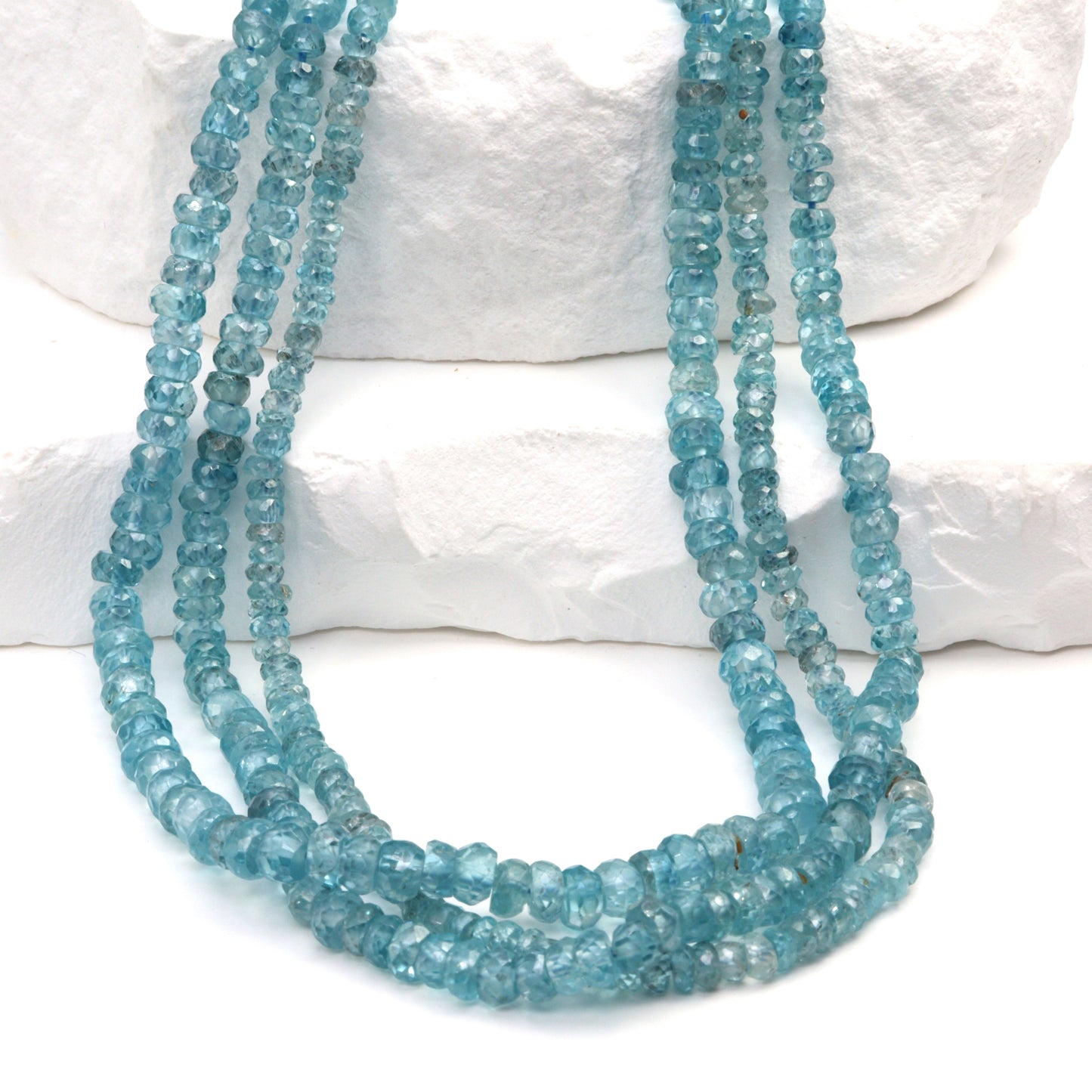 Blue Zircon 3mm Faceted Rondelles