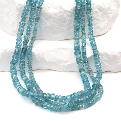 Blue Zircon 3mm Faceted Rondelles