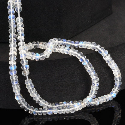 AAA Blue Rainbow Moonstone 4.5mm Faceted Rondelles Bead Strand