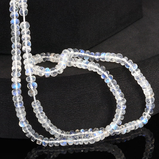 AAA Blue Rainbow Moonstone 4.5mm Faceted Rondelles Bead Strand