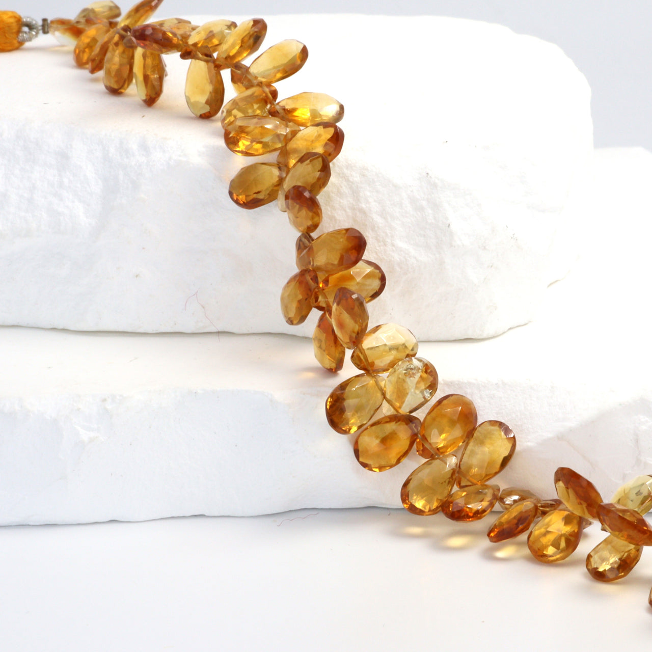 Orange Madeira Citrine 9x6mm Faceted Pear Shaped Briolettes