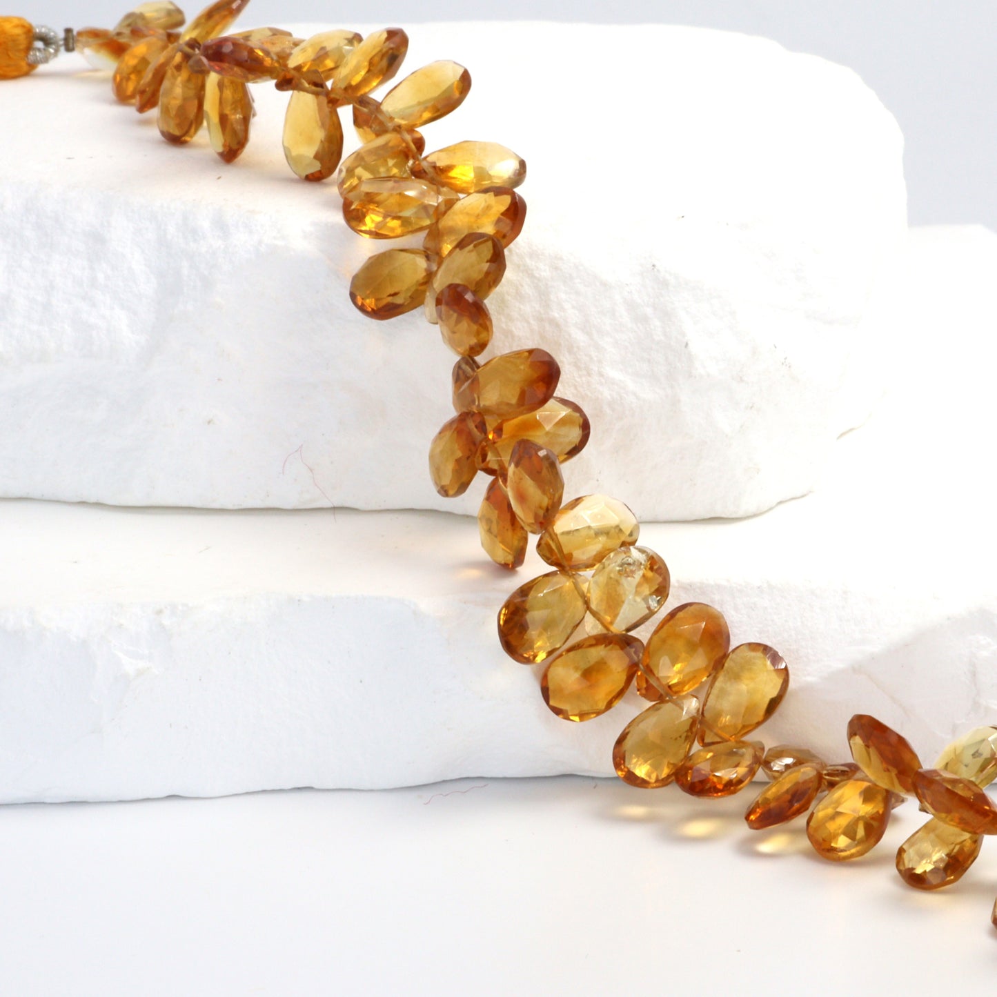 Orange Madeira Citrine 9x6mm Faceted Pear Shaped Briolettes Bead Strand