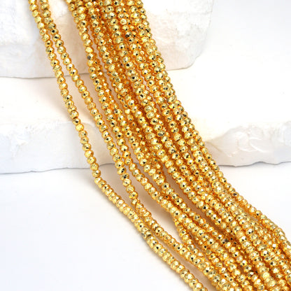 Gold Plated Pyrite 3mm Faceted Rondelles Bead Strand