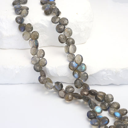 AA Blue Labradorite 7mm - 8mm  Faceted Hearts Bead Strand