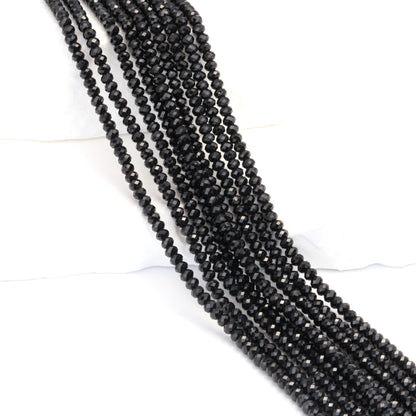 Black Spinel 3mm Faceted Rondelles Bead Strand