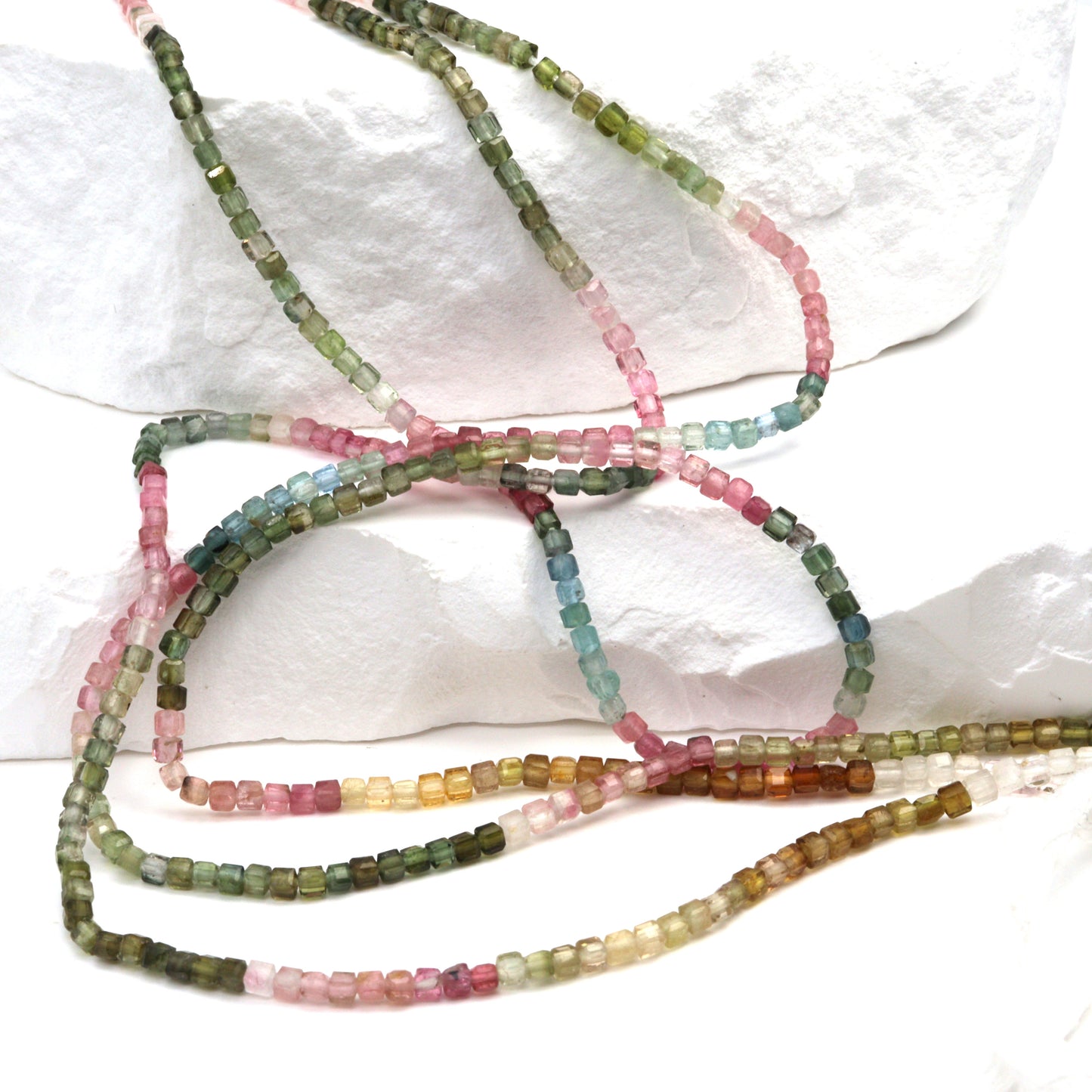 Watermelon Tourmaline 2mm Faceted Cubes