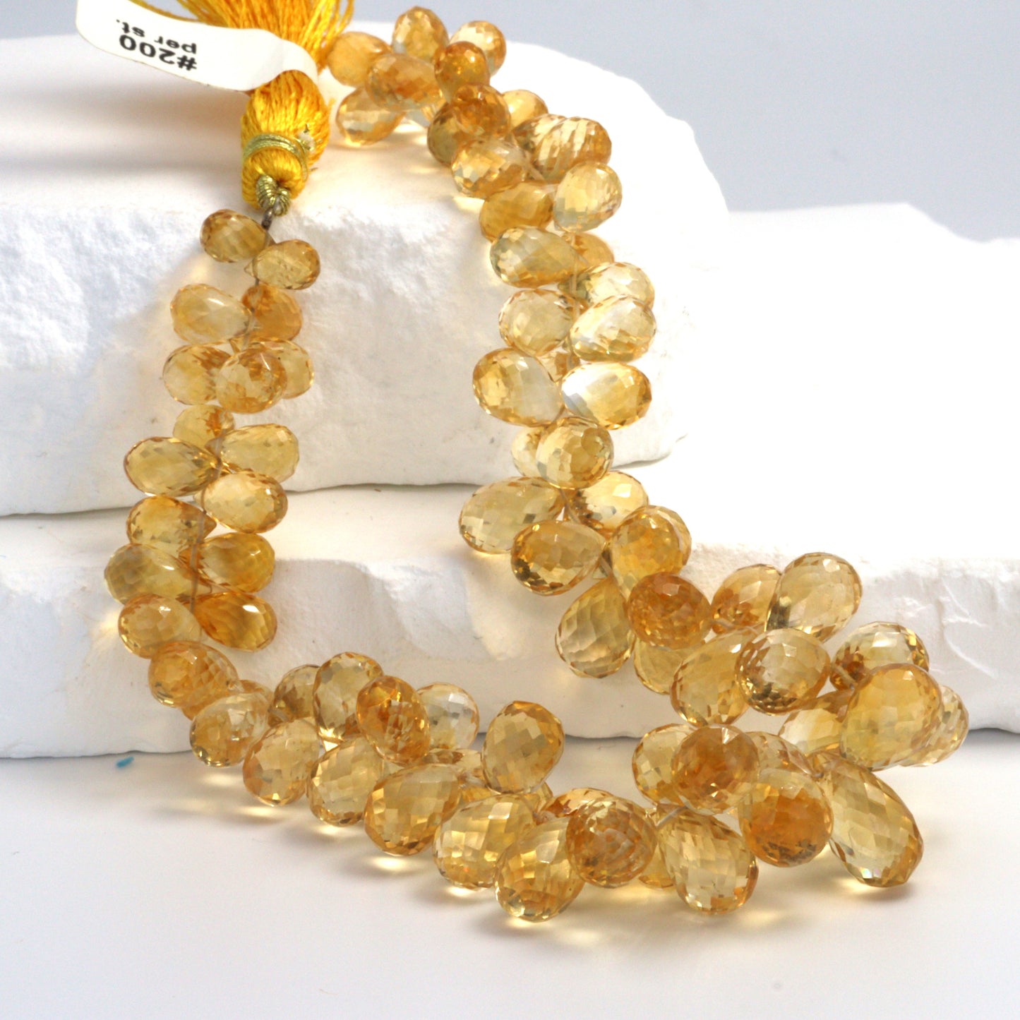 Yellow Citrine 9x5mm Faceted Teardrop Briolettes