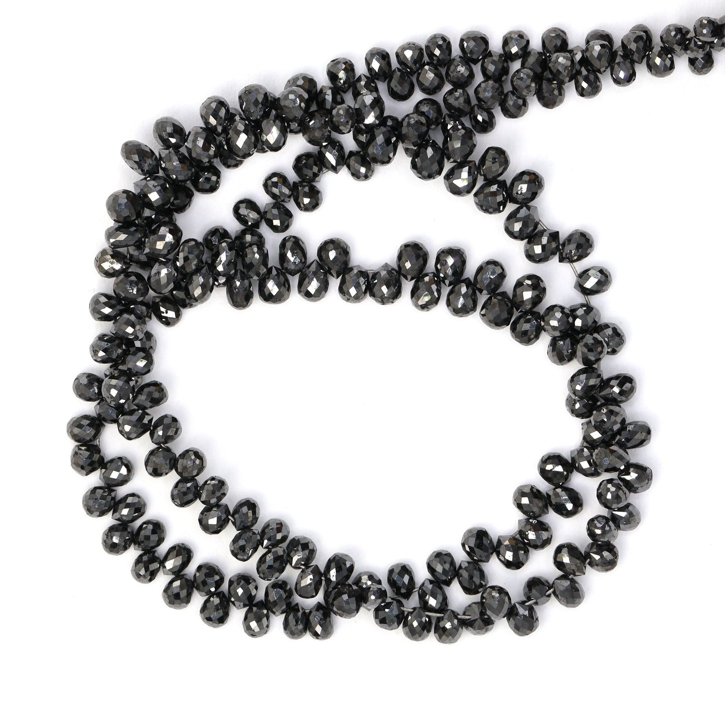 Black Diamond 4x2mm – 5x3mm Faceted Teardrop Briolettes Bead Strand