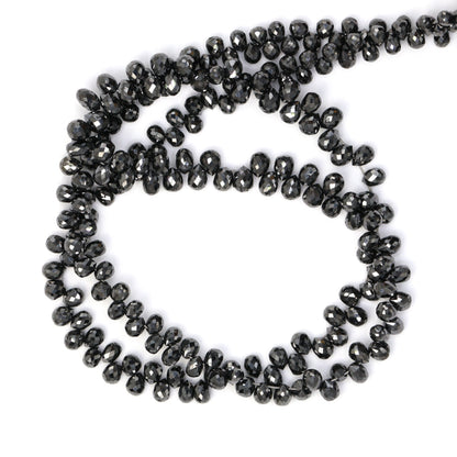 Black Diamond 4x2mm – 5x3mm Faceted Teardrop Briolettes Bead Strand