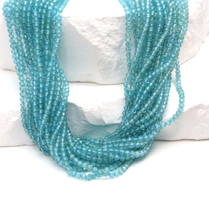 Sea Blue Apatite 2mm Faceted Rounds Bead Strand