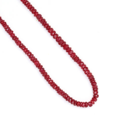 Red Ruby 3.5mm Hand Faceted Rondelles Bead Strand