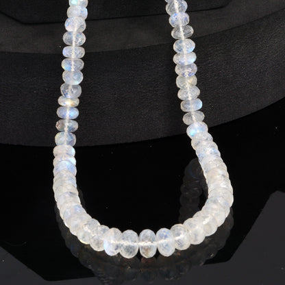 AA Blue Rainbow Moonstone 5mm Faceted Rondelles