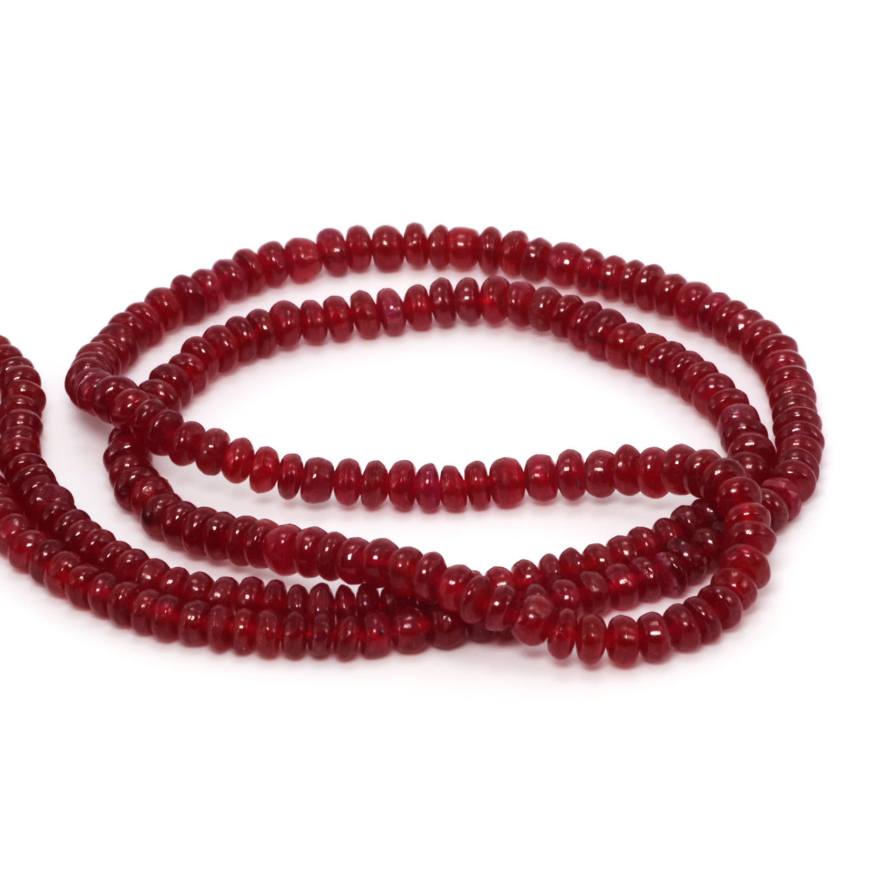 Red Ruby 3mm Smooth Rondelles Bead Strand