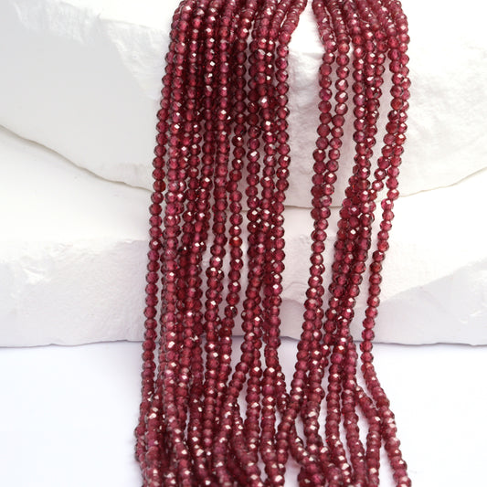 Rhodolite Garnet 2mm Faceted Rounds Bead Strand