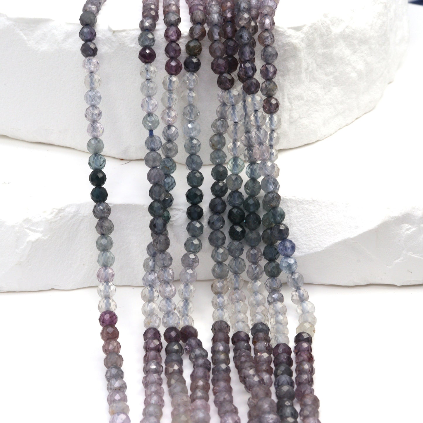 Ombre Blue Spinel 3.5mm Faceted Rounds Bead Strand