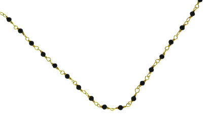 Black Spinel 2.5mm Faceted Rounds Rosary Chain Sterling Silver with Gold Plating Wire Wrap Chain by the Foot