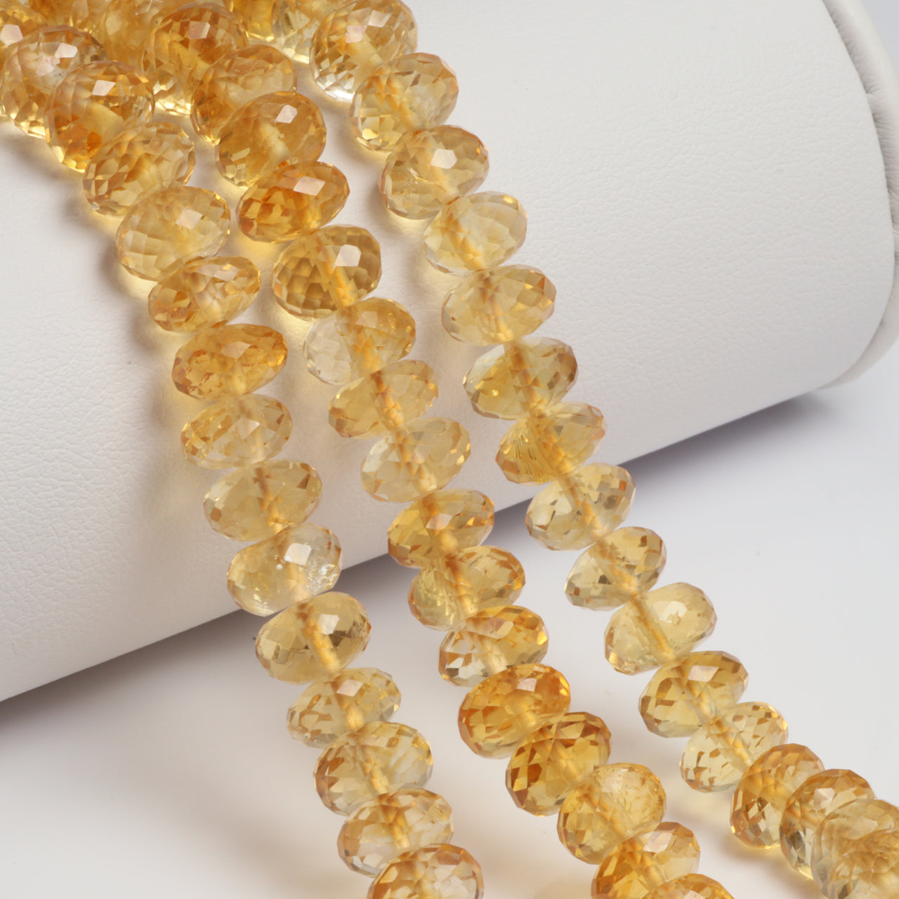 Yellow Orange Citrine 8mm Faceted Rondelles Bead Strand