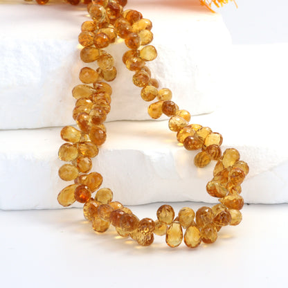 Orange Madeira Citrine 7x5mm Faceted Teardrop Briolettes
