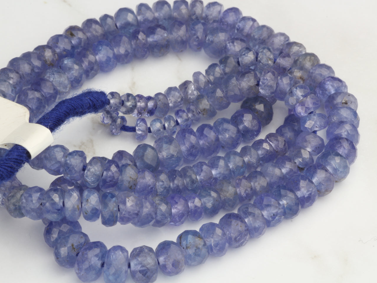 Blue Tanzanite 4mm - 5mm Hand Faceted Rondelles Bead Strand
