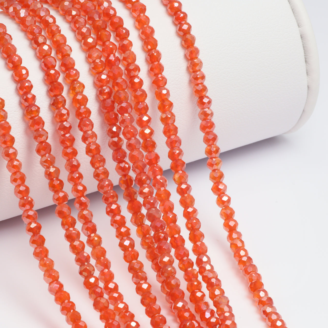 Coated Orange Carnelian 3mm Faceted Rondelles Bead Strand