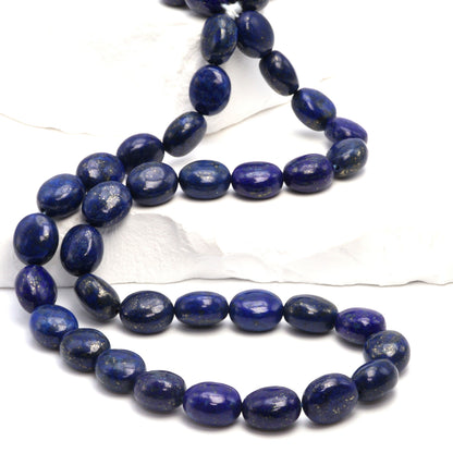 Royal Blue Lapis Lazuli 12x10mm Smooth Ovals Bead Strand