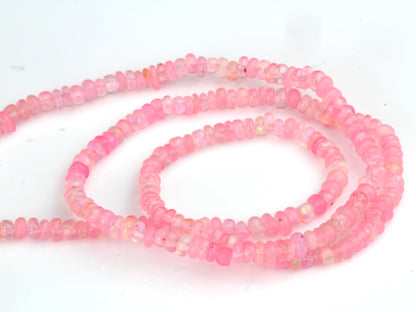 Pink Ethiopian Opal 2.5mm Smooth Rondelles Bead Strand