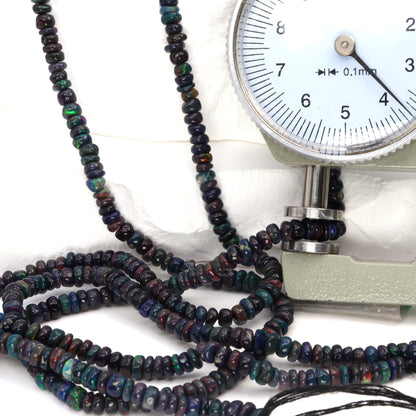 Black Ethiopian Opal 3.5mm Smooth Rondelles Bead Strand