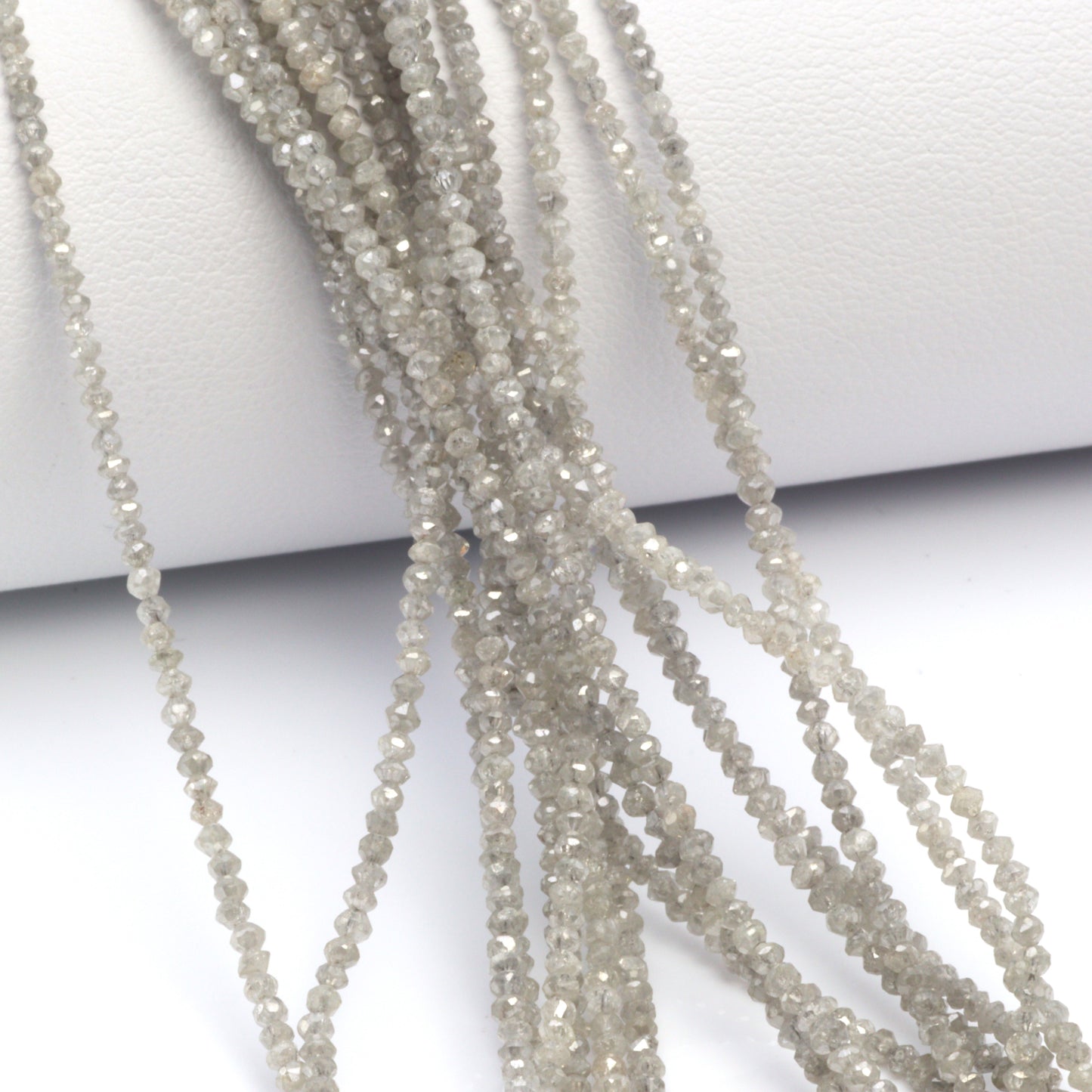 Gray Diamond 1.5mm - 2.0mm Hand Faceted Rondelles Bead Strand
