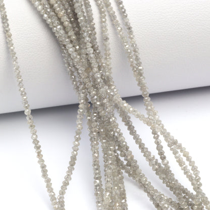 Gray Diamond 1.5mm - 2.0mm Hand Faceted Rondelles Bead Strand