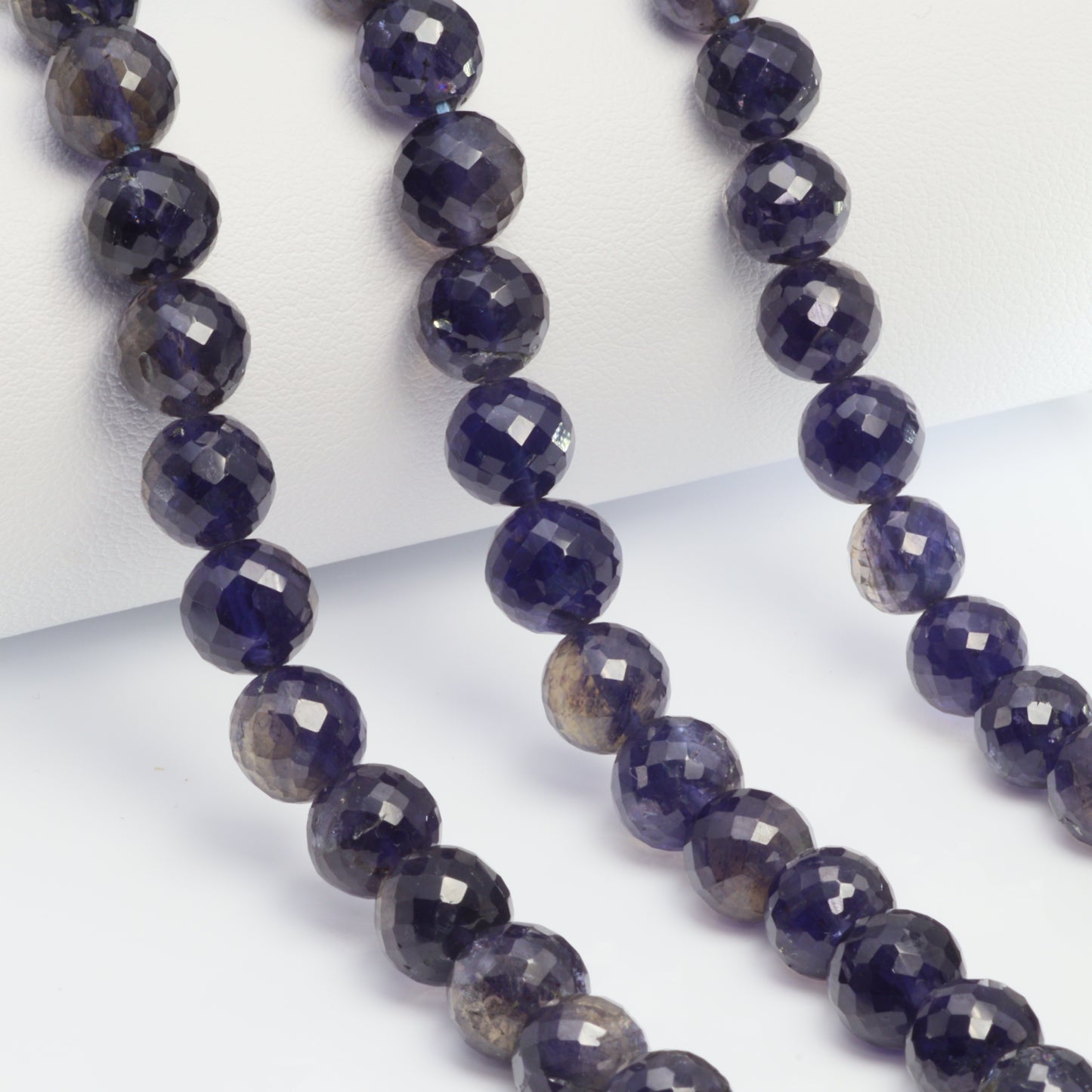 Blue Iolite 8mm Faceted Rounds Bead Strand