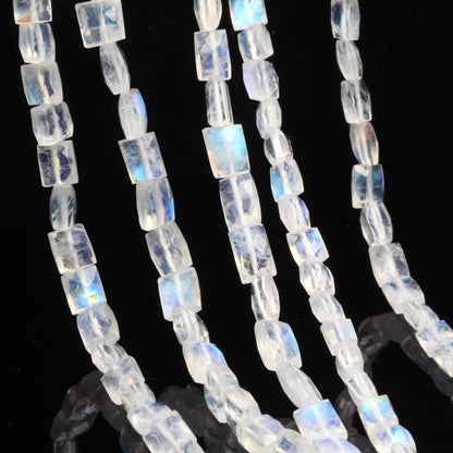 AA Blue Rainbow Moonstone 5x4mm Faceted Cushions