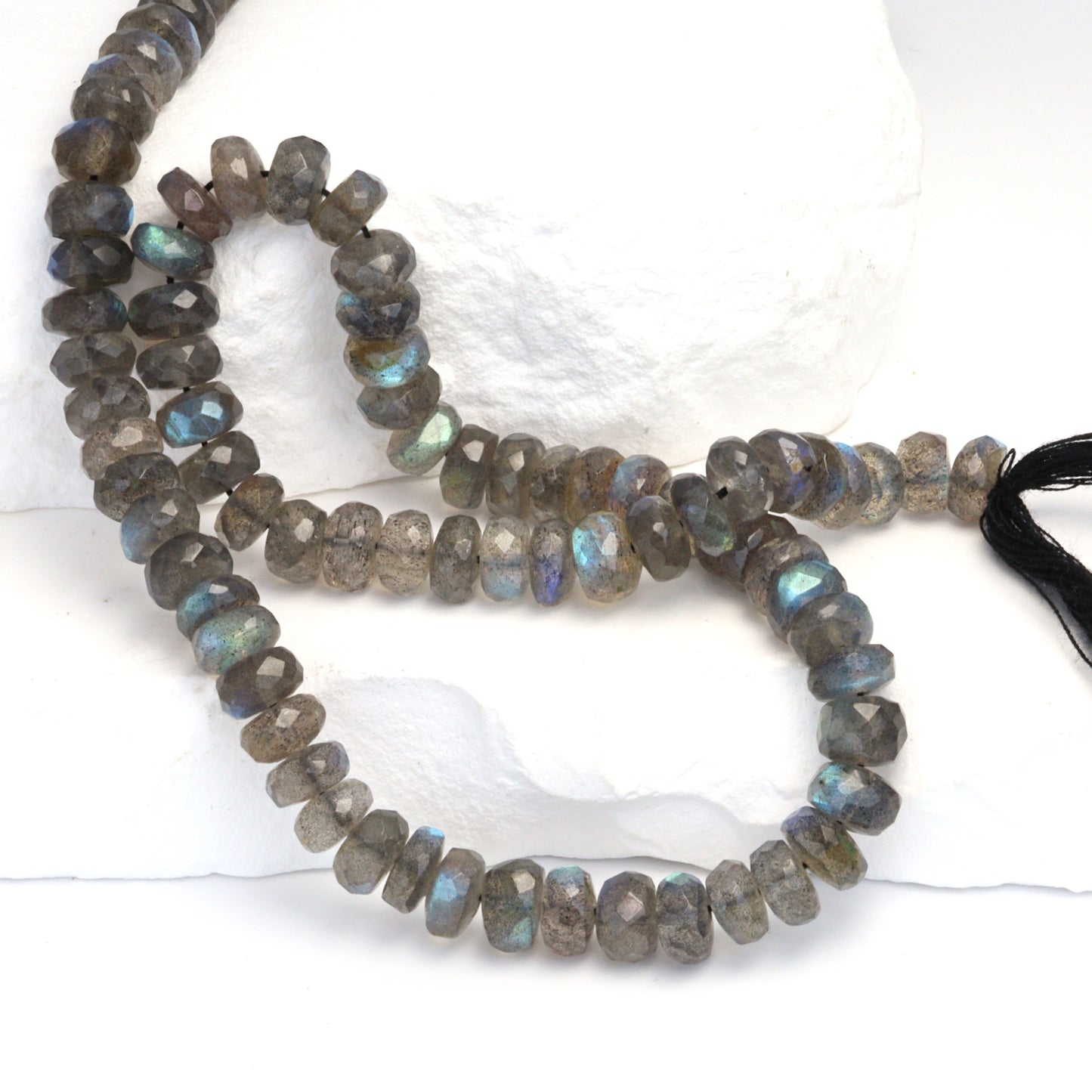 Blue Labradorite 6mm Faceted Rondelles Bead Strand