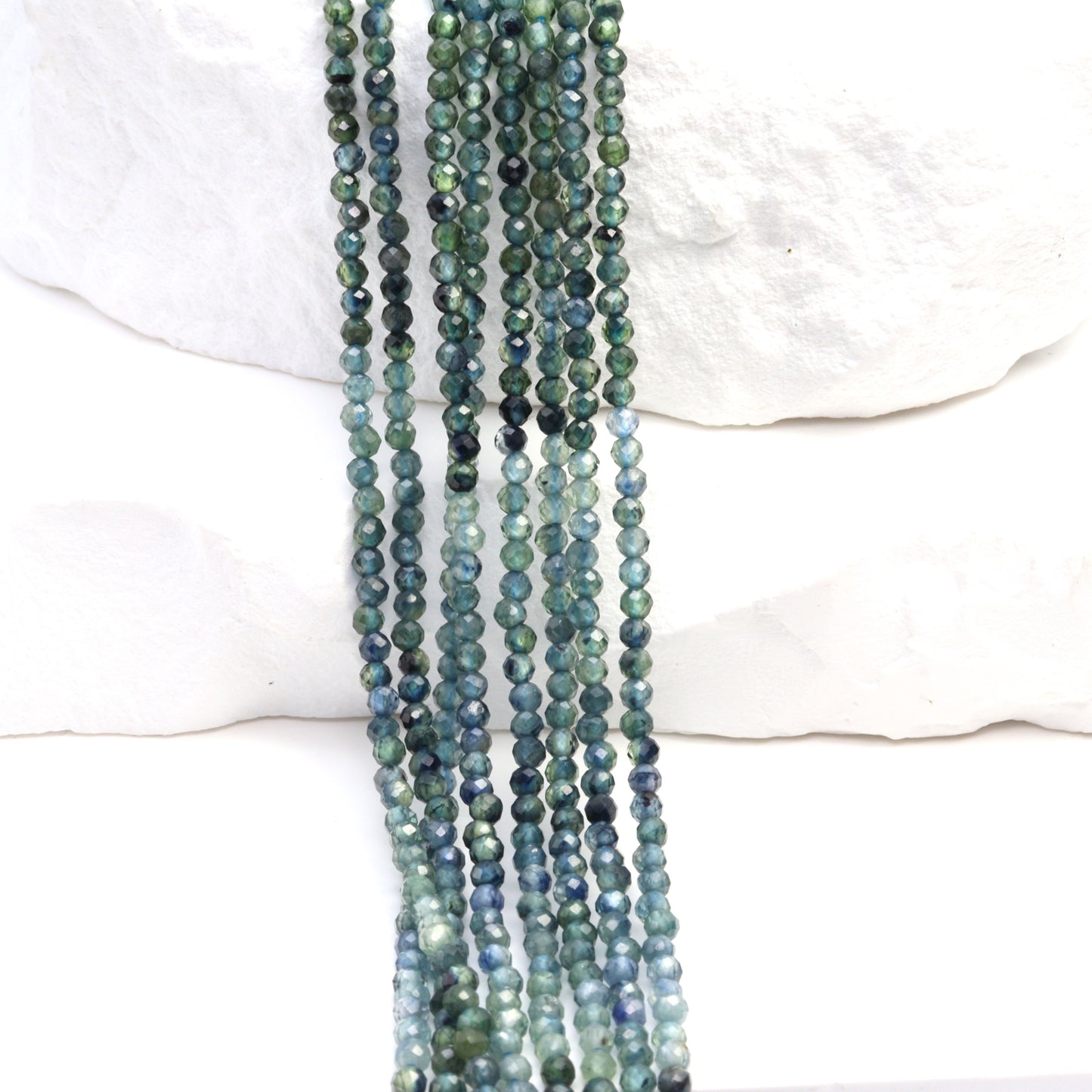 Ombre Blue Sapphire 2mm Faceted Rounds