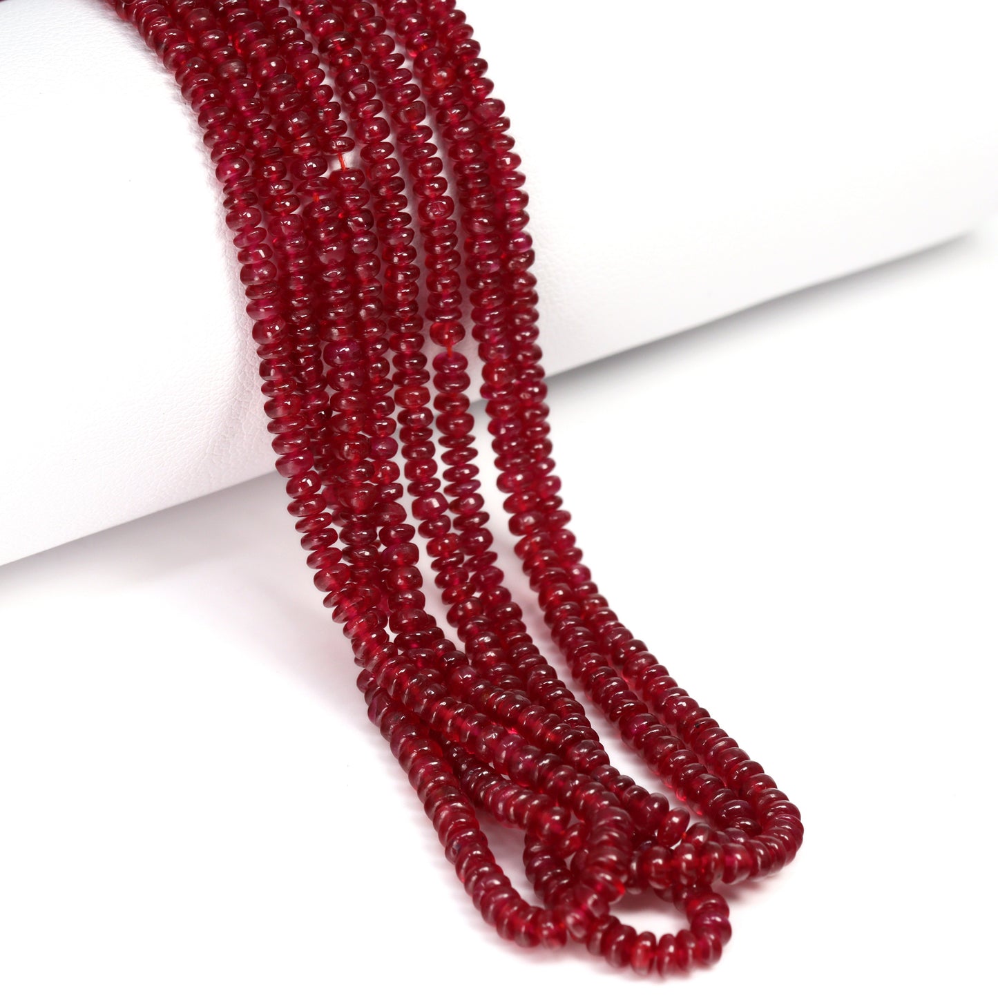 Red Ruby 2mm – 3mm Smooth Rondelles Bead Strand
