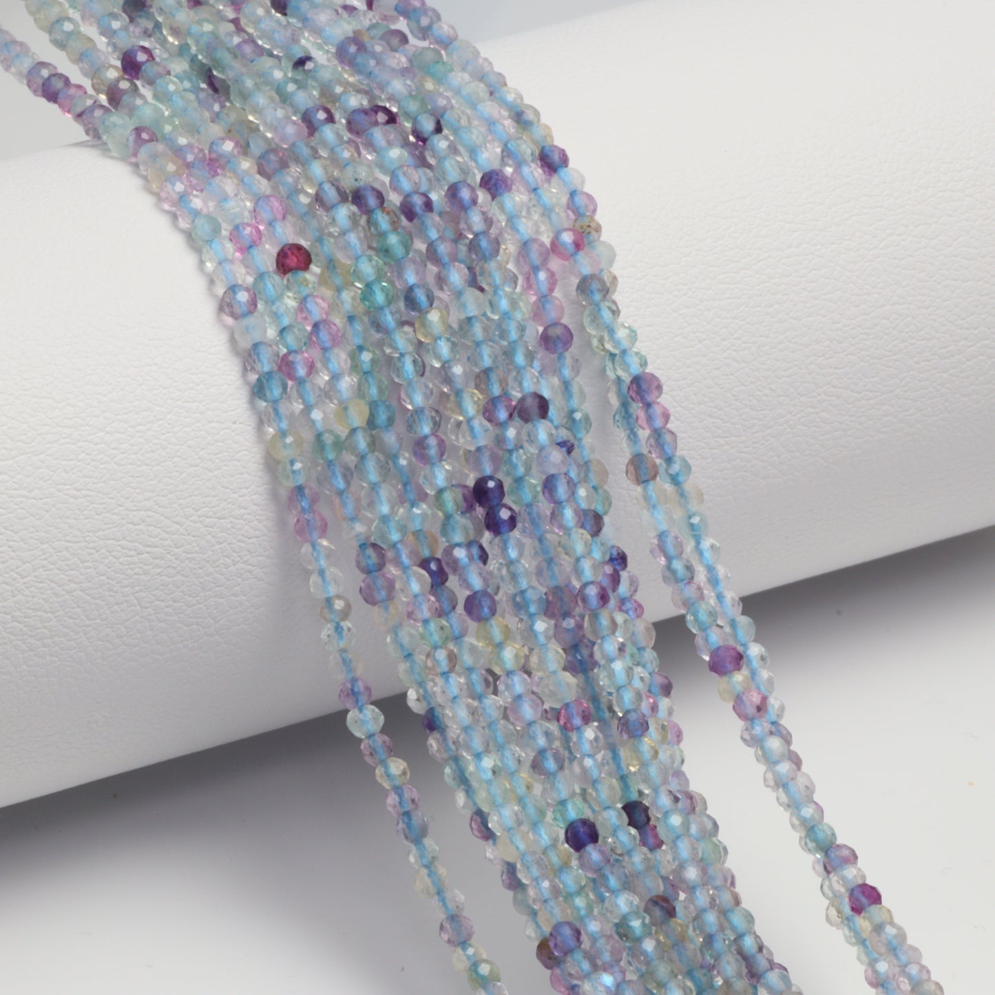 Blue Fluorite 2mm Faceted Rounds Bead Strand