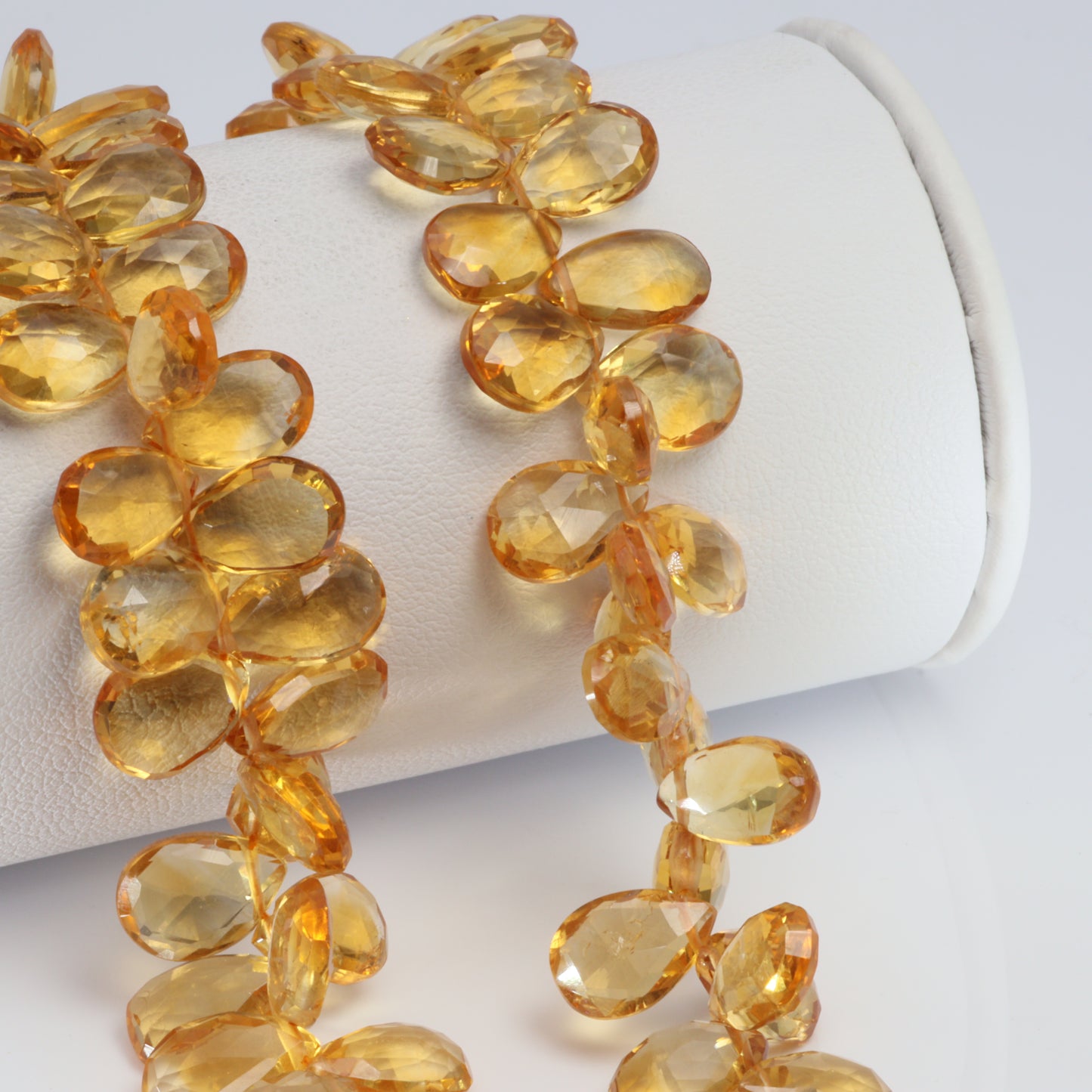 Yellow Citrine 9x6mm Faceted Pear Shaped Briolettes Bead Strand
