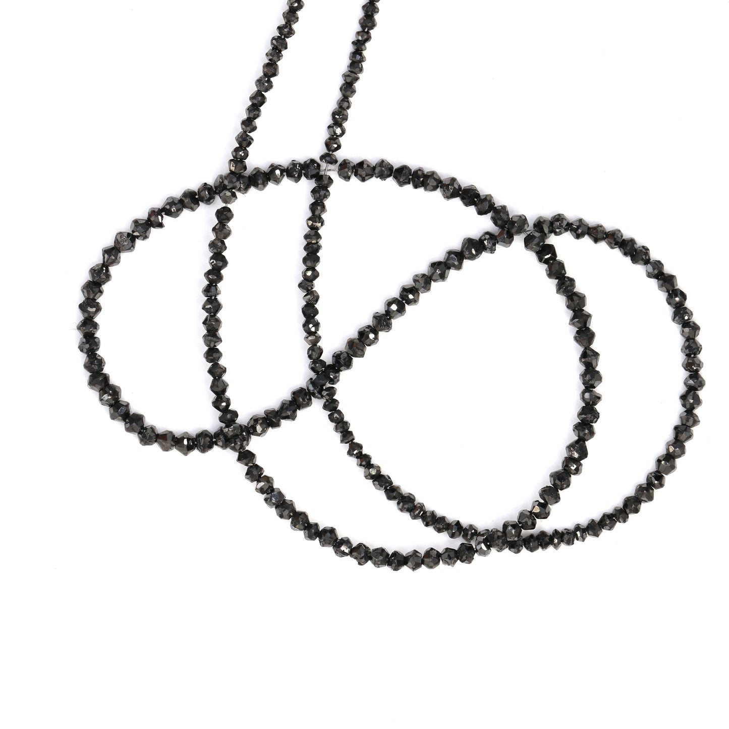 Black Diamond 2mm - 2.5mm Hand Faceted Rondelles Bead Strand