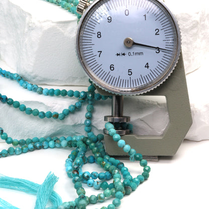 Ombre Natural Blue Turquoise 3mm Faceted Rounds Bead Strand