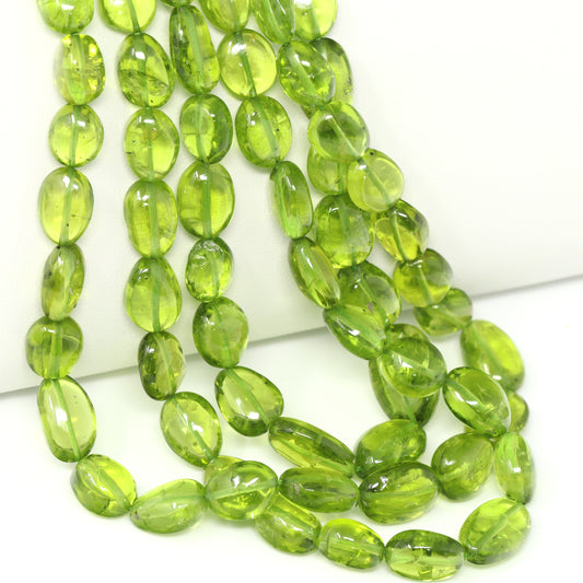 Green Peridot 9x7mm – 11x9mm Smooth Ovals Bead Strand