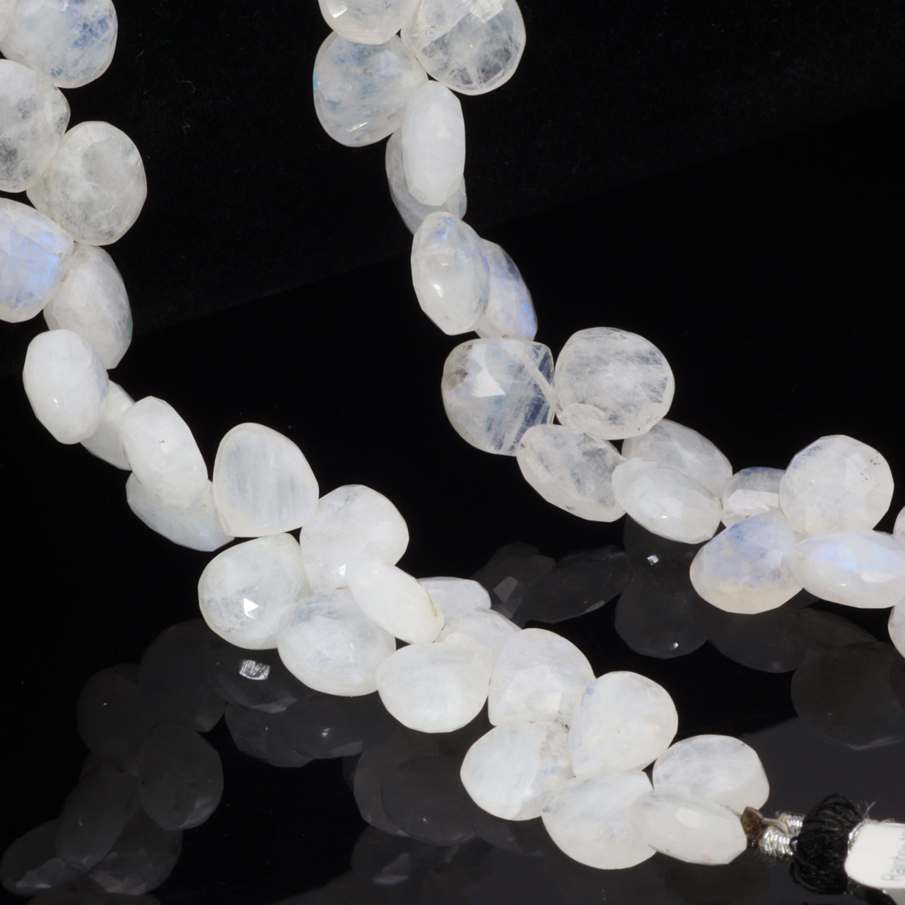 Blue Rainbow Moonstone 8mm Faceted Heart Shaped Briolettes