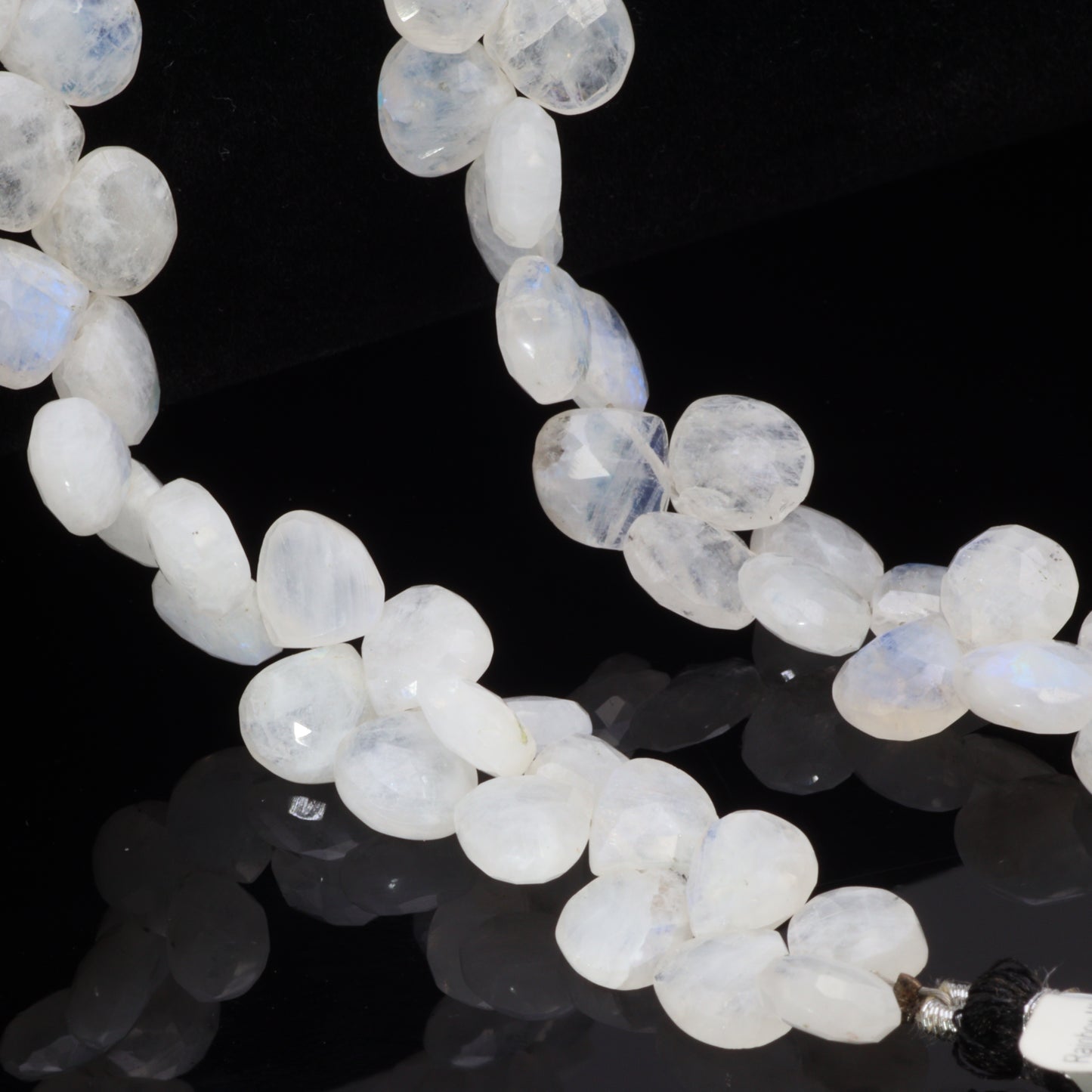 Blue Rainbow Moonstone 8mm Faceted Heart Shaped Briolettes