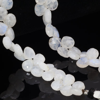 Blue Rainbow Moonstone 8mm Faceted Heart Shaped Briolettes