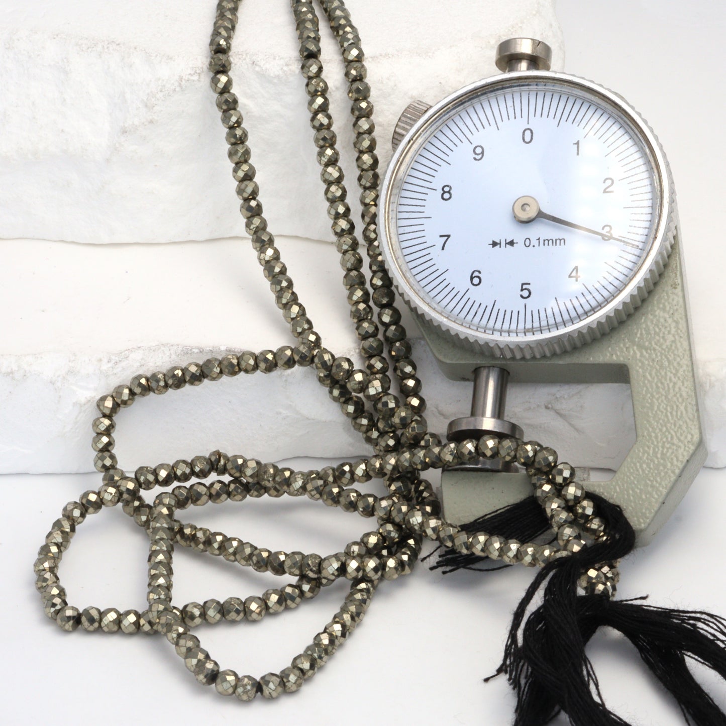 Natural Pyrite 3mm Faceted Rondelles Bead Strand