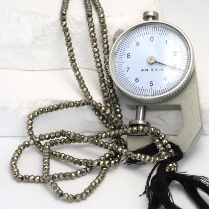 Natural Pyrite 3mm Faceted Rondelles Bead Strand