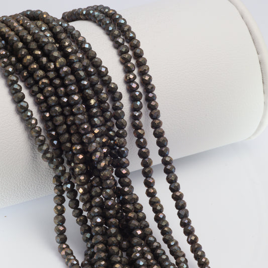 Natural Bronze Pyrite 3mm Faceted Rondelles