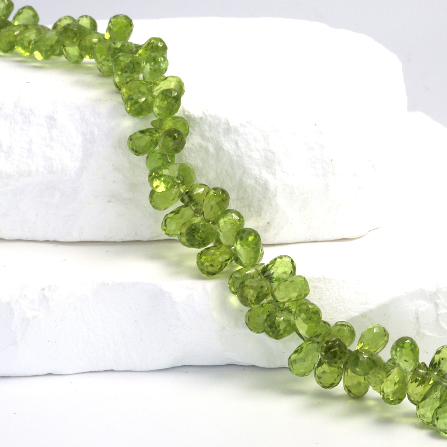 Green Peridot 8x5mm Faceted Teardrop Briolettes