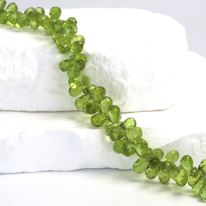 Green Peridot 8x5mm Faceted Teardrop Briolettes