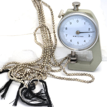 Silver Plated Pyrite 2.5mm Faceted Rounds Bead Strand